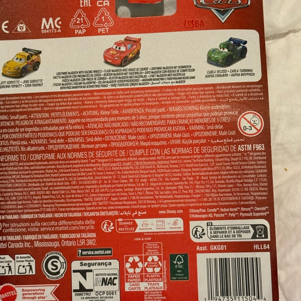 Mattel Cars Mini Racers 3-Pack - Red, Blue, Yellow - Picture 2 of 2